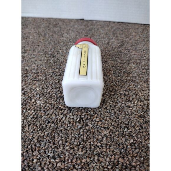 Vintage GRIFFITH's CELERY Salt MILK GLASS SPICE SHAKER JAR RED LID YELLOW GOLD - Picture 5 of 8